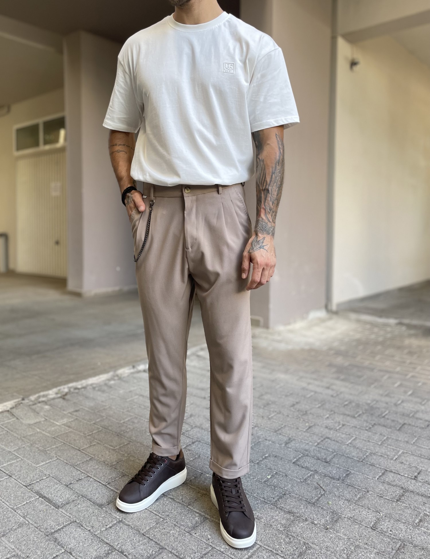 Joggermen ανδρικό πούρο υφασμάτινο παντελόνι με πιέτες και λάστιχο στην μέση 2003P φωτογραφία